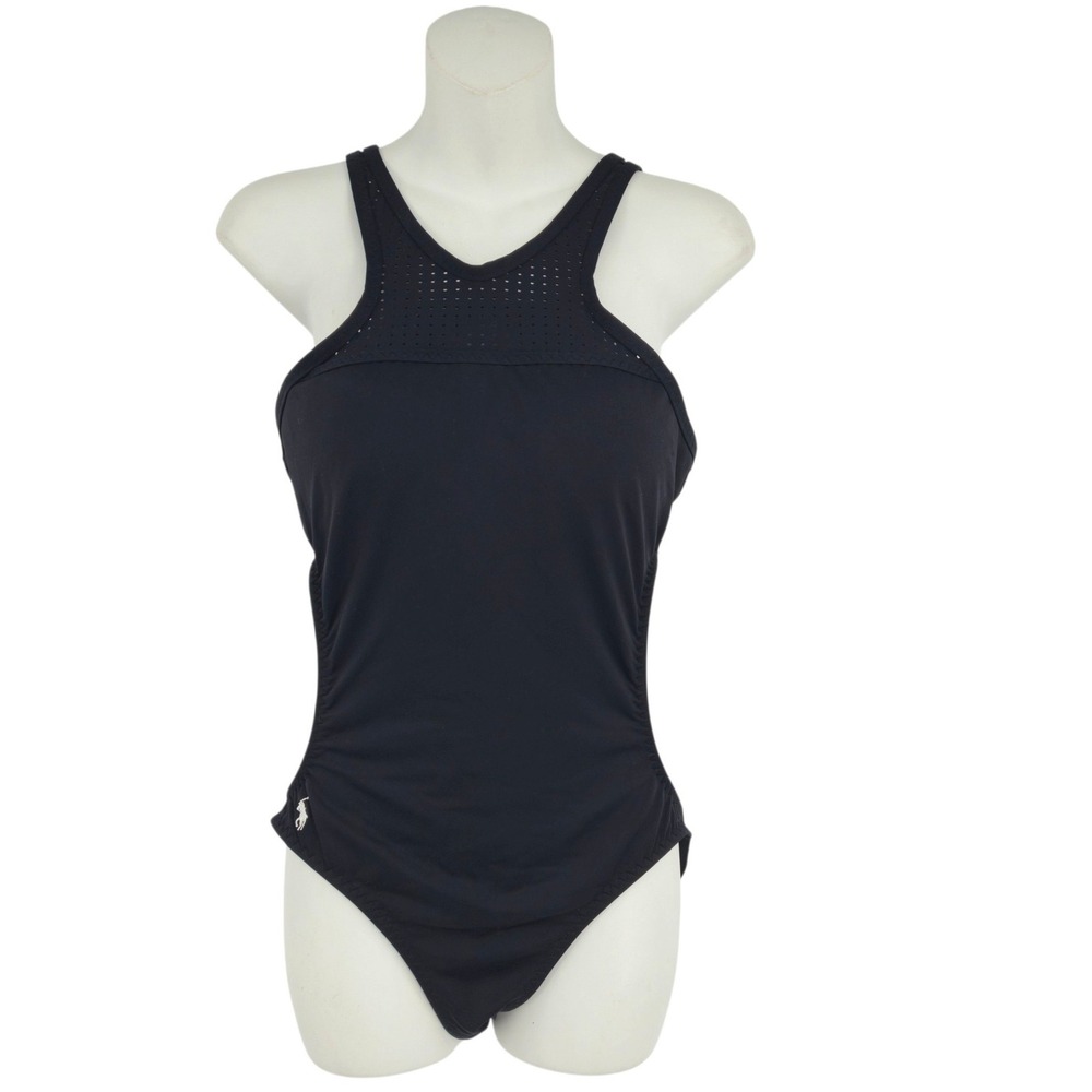 Polo Ralph Lauren Swimsuit L Black One Piece High Neck Beach Resort Feminine